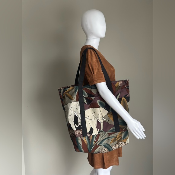 Vintage Jungle Print Large Tote Bag - Picture 2 of 6